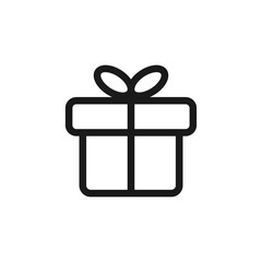 Gift box icon. Outline, gift box icon for design. Vector icon