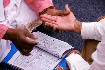 Pune, Maharashtra, India, Palmistry (Palm) Reading, Hast Rekha Reading, A person knowing his future...