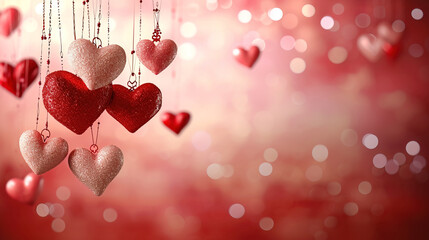 Valentine day background with hearts Wide Screen 16:9