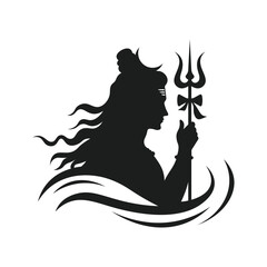lord shiva hindu god character silhouette vector