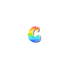 Colorful 3d rainbow letter C