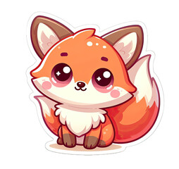Fototapeta premium Generative AI Cute Little fox Sticker, cute baby fox sticker, cool little fox stickers, lovely Little baby fox Sticker, adorable little fox stickers, adorable baby fox stickers, little fox sticker