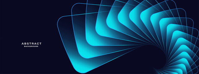 Blue abstract background with spiral shapes. Technology futuristic template. Vector illustration.