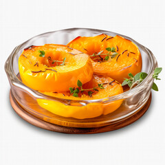 a dish of baked pumpkin isolated on transparent background created with Generative Ai