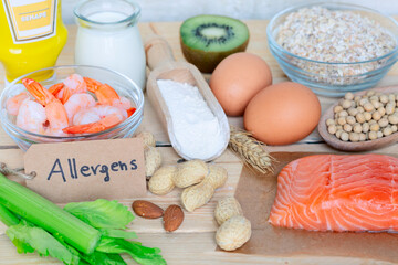 Composition with common food allergens including egg, milk, soya, peanits, fish, seafood, wheat...