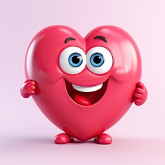 Cute Cartoon Heart Character with Big Eyes