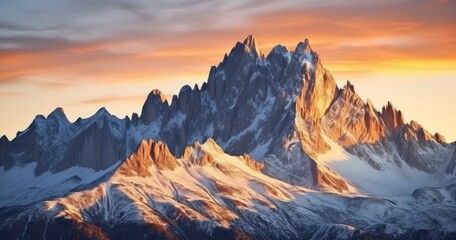 The Mesmerizing Scenic Display of Mountains Against a Dusky Sky. Generative AI - obrazy, fototapety, plakaty