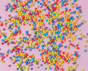 Celebration background with colorful confetti. Minimal party concept.