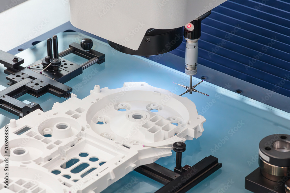Poster Quality control on milling CNC machine, coordinate measuring machine, Quality control machine