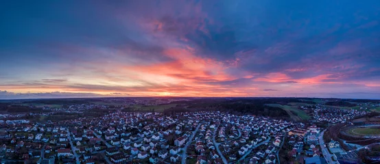 Foto auf Leinwand Panoramic sunset view across the Bavarian City of Pfaffenhofen © Wolfgang Hauke