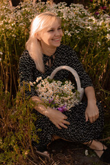 woman  with a bouquet of flowers