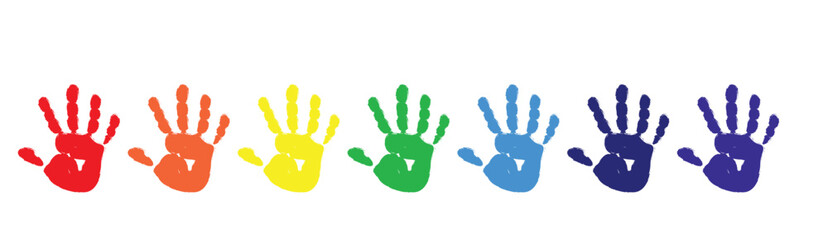 Rainbow colored handprints. vector illustration