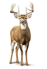 a deer that is standing on a white surface with some sort of antlers