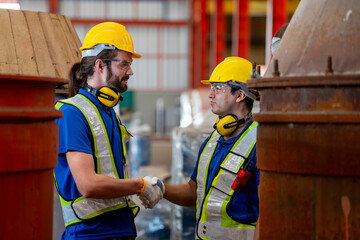 Professional men engineer worker skills quality, maintenance, training industry factory worker , warehouse Workshop for factory operators, mechanical engineering team production.