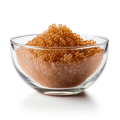 brown sugar caviar bubbles in a glass bowl with transparent background created with Generative Ai