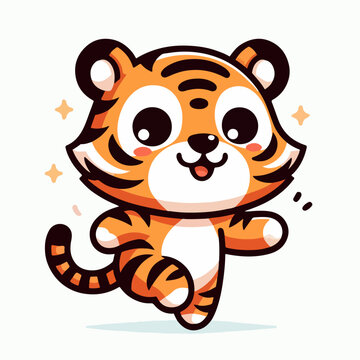 Vector tiger dancing illustration