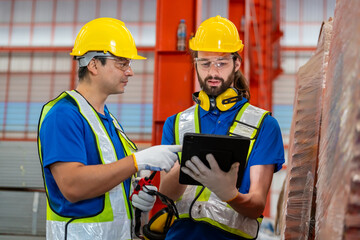 Professional men engineer worker skills quality, maintenance, training industry factory worker , warehouse Workshop for factory operators, mechanical engineering team production.