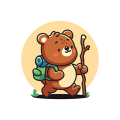 Obraz na płótnie Canvas cute vector design illustration of an adventure bear