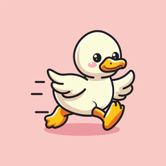 cute running duck vector design illustration