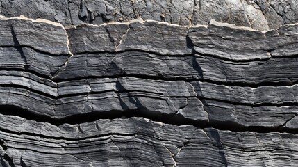 Dark stone or burnt wood texture. Abstract cracked surface. Black rock background. Distrusted backdrop. Top view. Illustration for banner, poster, cover, brochure or presentation.