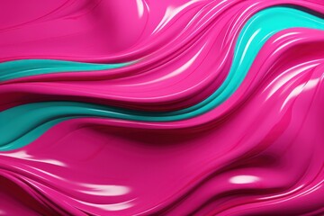  a close up of a pink and teal wave of liquid or liquid paint with a blue stripe on the top of the wave of the wave of the liquid.