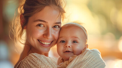 Intercultural a Young Radiant 25 Year old Mother Sharing a Tender Moment with her Baby and both Smiling Warmly Wallpaper Background Brainstorming Family Map Digital Art Magazine Poster