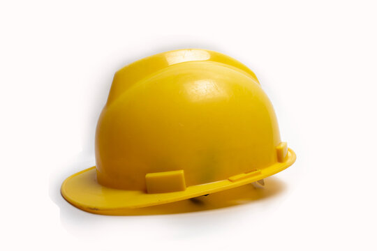 yellow safety helmet isolated on white background