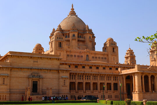 Umaid Bhawan Palace, located in Jodhpur, Rajasthan, India, is one of the world's largest private residences. A part of the palace is managed by Taj Hotels.
