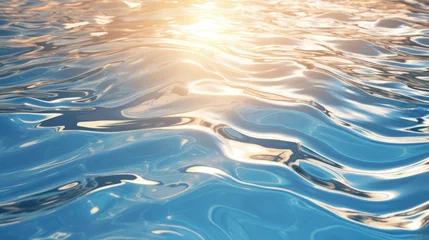 Muurstickers  the sun shines brightly over the water of a body of water with ripples on the surface of the water and on the surface of the water is a wavy surface of the water. © Shanti
