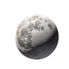 moon close up, on white background, hyper realistic, very detailed, photorealistic, view front 