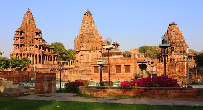 Old Hindu Temple exterior structure at Mandore Garden jodhpur city, Rajasthan, India