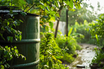 rainwater harvesting system that collects and stores rainwater for domestic use ,photography, natural light