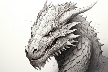  a black and white drawing of a dragon's head with sharp teeth and sharp, sharp, sharp, sharp, sharp, sharp, sharp, sharp teeth. - obrazy, fototapety, plakaty