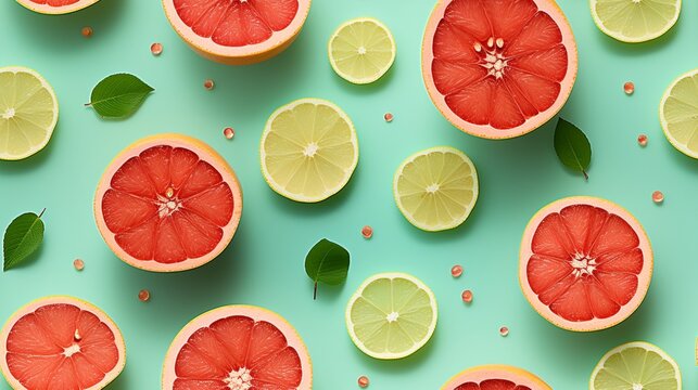 Seamless grapefruit fruit slice earthy color