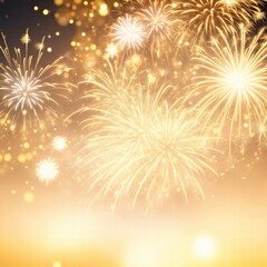 Gold and White Fireworks and bokeh Abstract background
