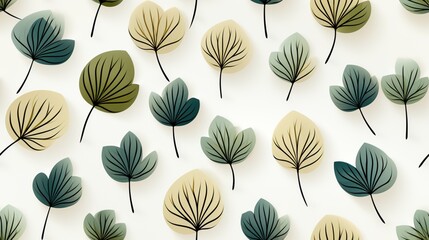 Aesthetic green leaves pattern earthy color