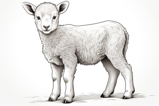  a black and white drawing of a sheep on a white background with a black and white line drawing of a sheep on the left side of the image, and a black and white line drawing of a.