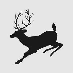 A fawn with horns on the run