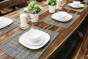 Beautiful family dinner table decor. Table decor concept. Luxury home.