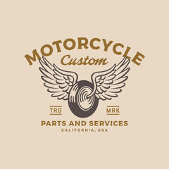 Vintage illustrations of wheels and wings for t-shirt design or poster