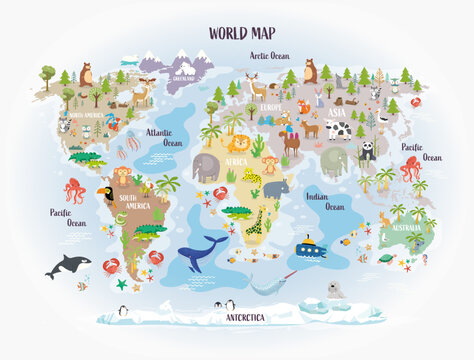 World Map Animal Charakter's Desing