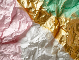 Texture background image of color metal crumpled paper with copy space