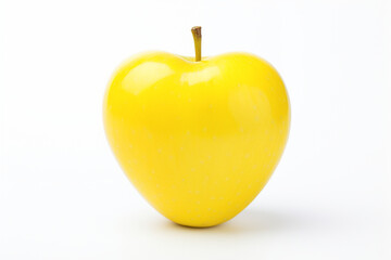 yellow delicious apple in the shape of a heart on a white isolated background,the concept of healthy nutrition,food styling,advertising banners for valentine's day