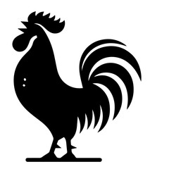Rooster vector silhouette black color, Chicken vector silhouette, isolated white background