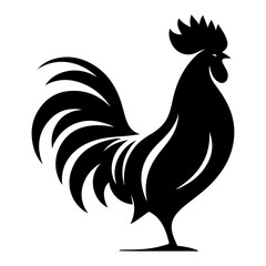 Rooster vector silhouette black color, Chicken vector silhouette, isolated white background © Big Dream
