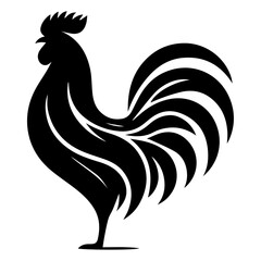 Rooster vector silhouette black color, Chicken vector silhouette, isolated white background