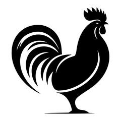 Rooster vector silhouette black color, Chicken vector silhouette, isolated white background