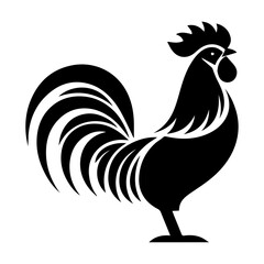 Rooster vector silhouette black color, Chicken vector silhouette, isolated white background