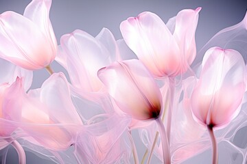  a close up of a bunch of pink flowers on a blue and white background with a blurry image of pink flowers in the center of the image and bottom right side of the picture.