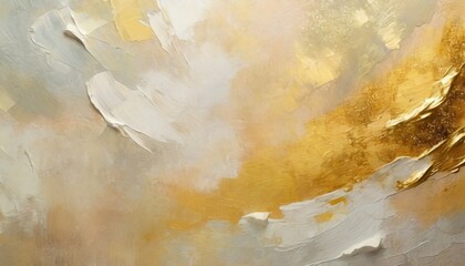 art oil and acrylic smear blot canvas painting stucco wall abstract texture white beige gold...